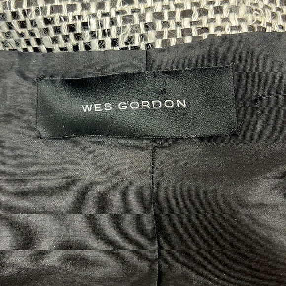 Wes Gordon Tweed Asymmetrical Zip Up Black and White Cotton Silk‎ Vest Size 8 - Picture 15 of 16